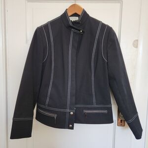 St. John Sport by Marie Gray Blue Utility Jacket with White Accents